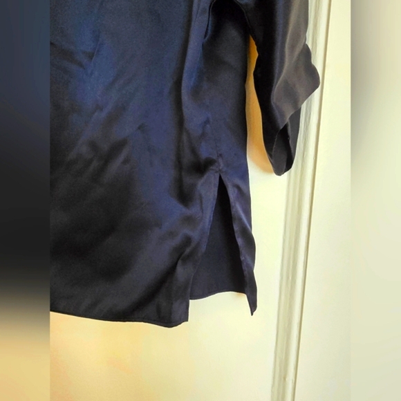 Amanda Uprichard Navy Blue Blouse Top | Size Large | 100% Silk - Picture 7 of 14